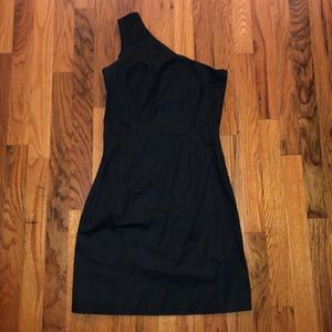 Gap one shoulder black mini dress